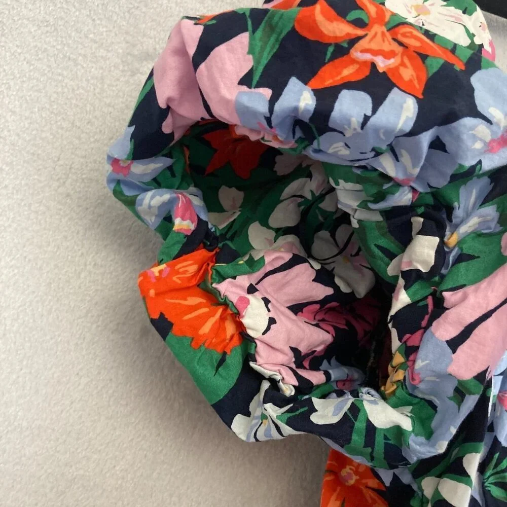 Old Navy‎ Floral Babydoll Puff Sleeve Top Shirt Womens Size XL Smocked Colorful